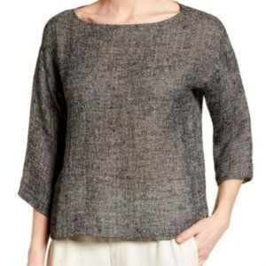 Eileen Fisher Organic Linen Blend Boxy Top Gray Size Large